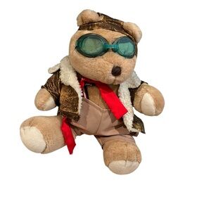 Vintage Bearland pilot aviator Teddy Bear fokker leather jacket jointed 16”